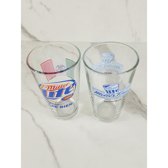 Miller Lite Mexico Flag Pilsner Pint Beer Clear Glass 16oz Drinkware 5 1/2" x2 - Picture 9 of 13